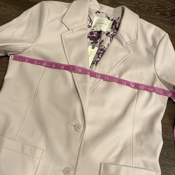 🟪NWT Anthropologie Lavender purple faux leather blazer xs - Picture 9 of 14